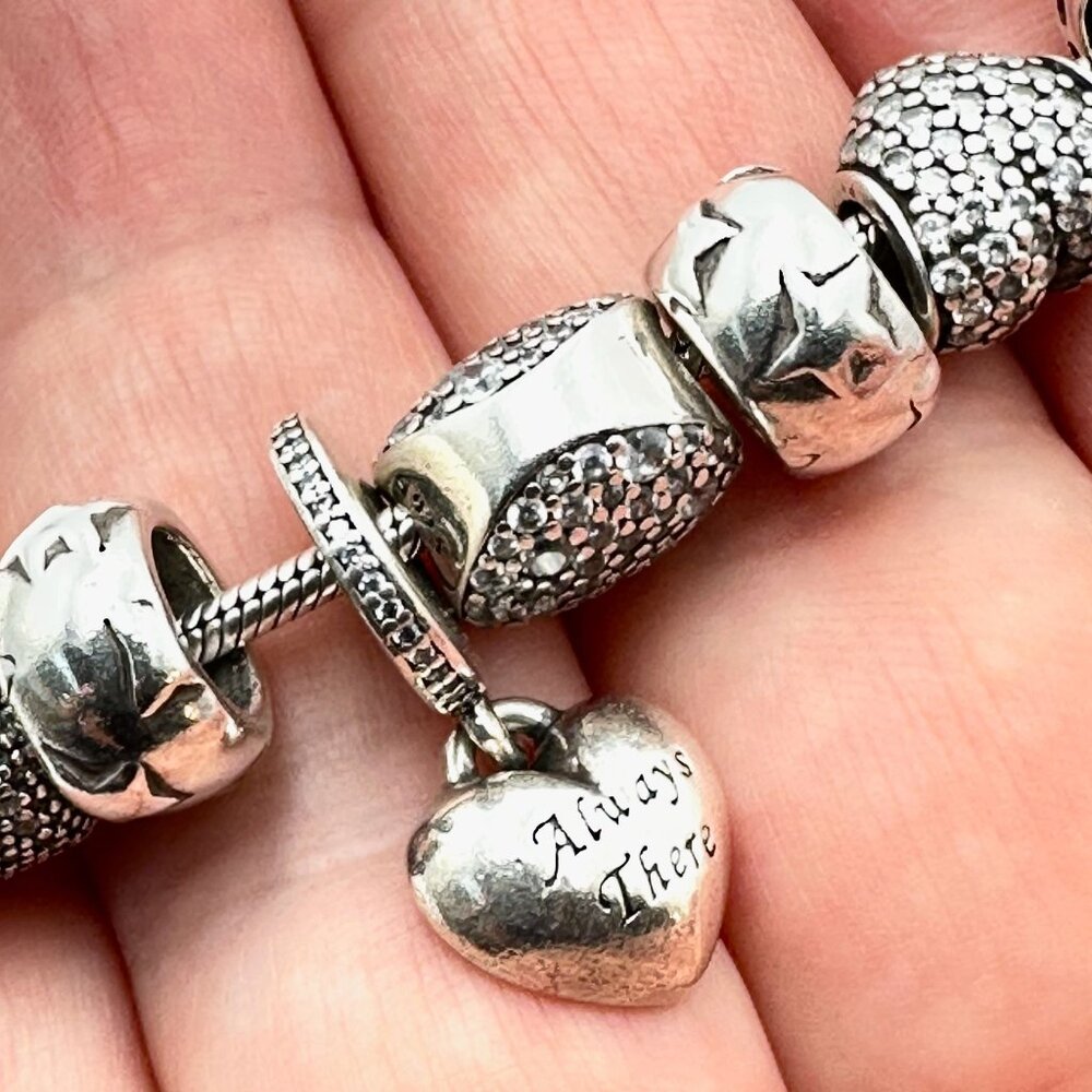 Pandora Sterling Silver Charm Bracelet 7" Loaded with Charms 43 Grams - Picture 8 of 9